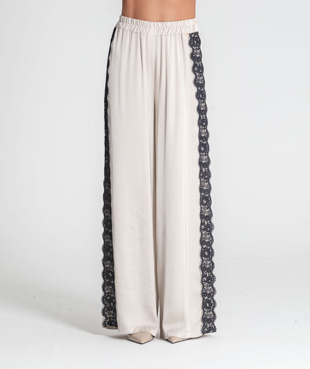Satin trousers with lace 6522
