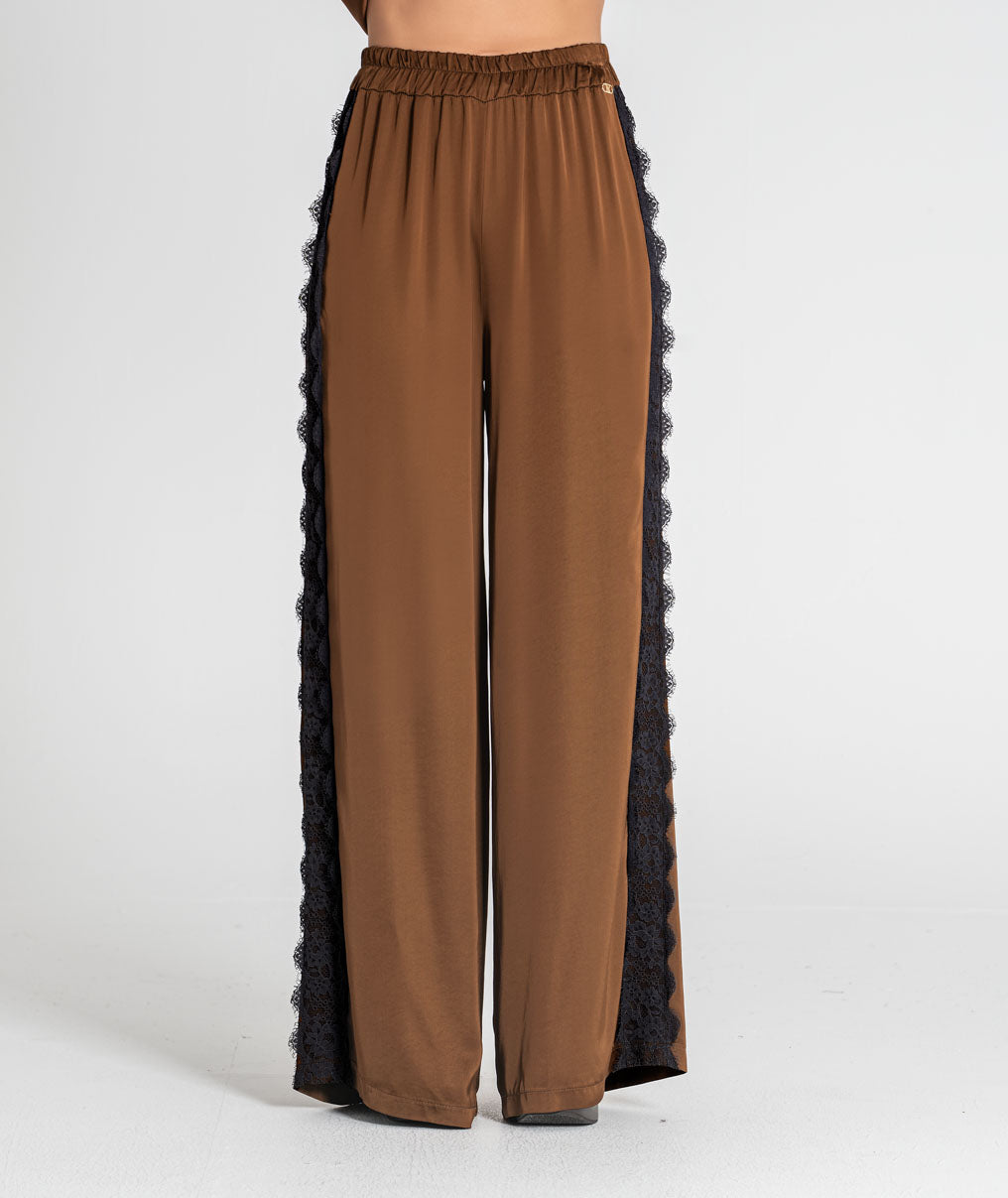 Satin trousers with lace 6522
