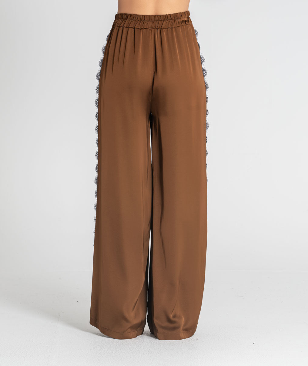 Satin trousers with lace 6522
