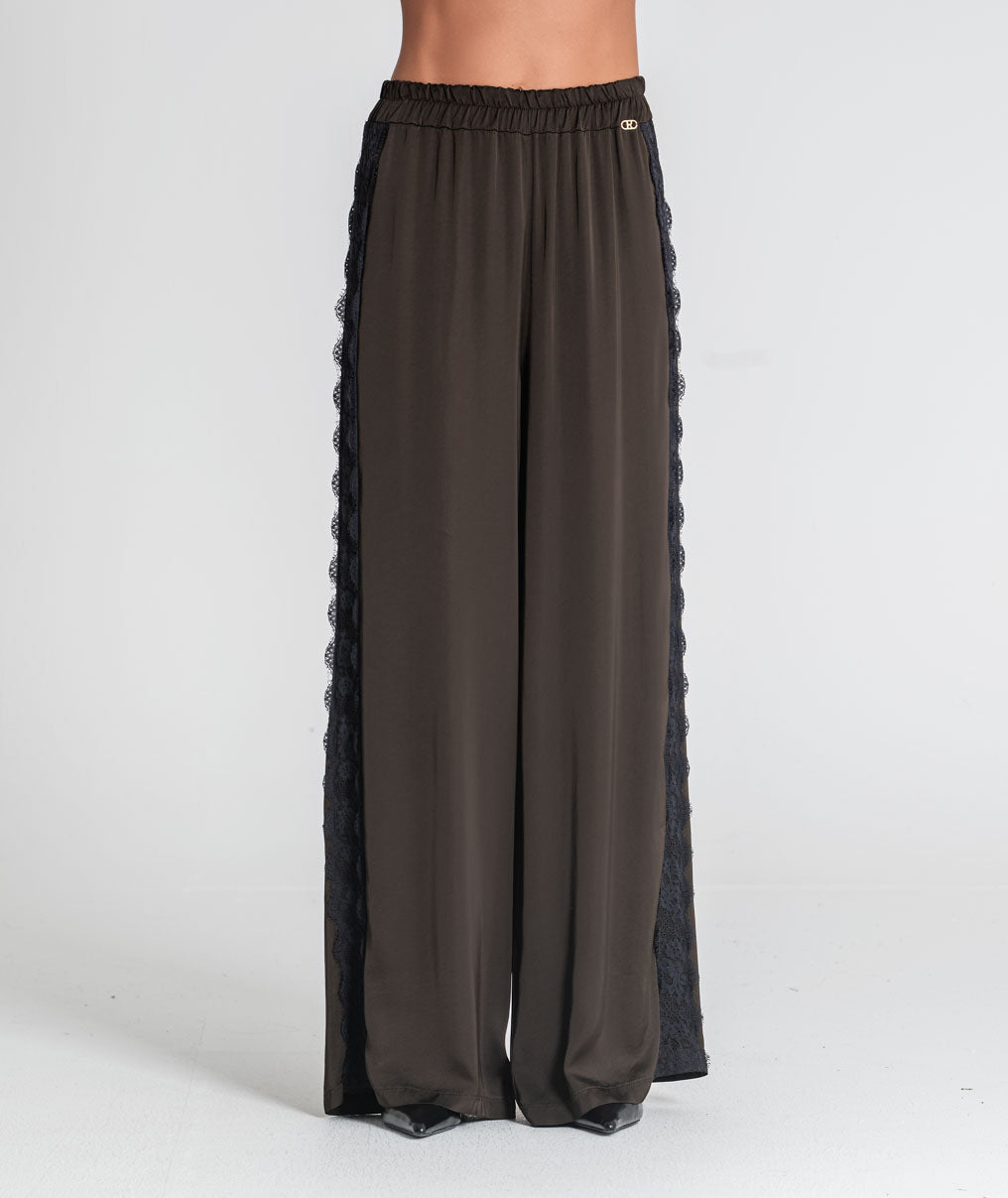 Satin trousers with lace 6522