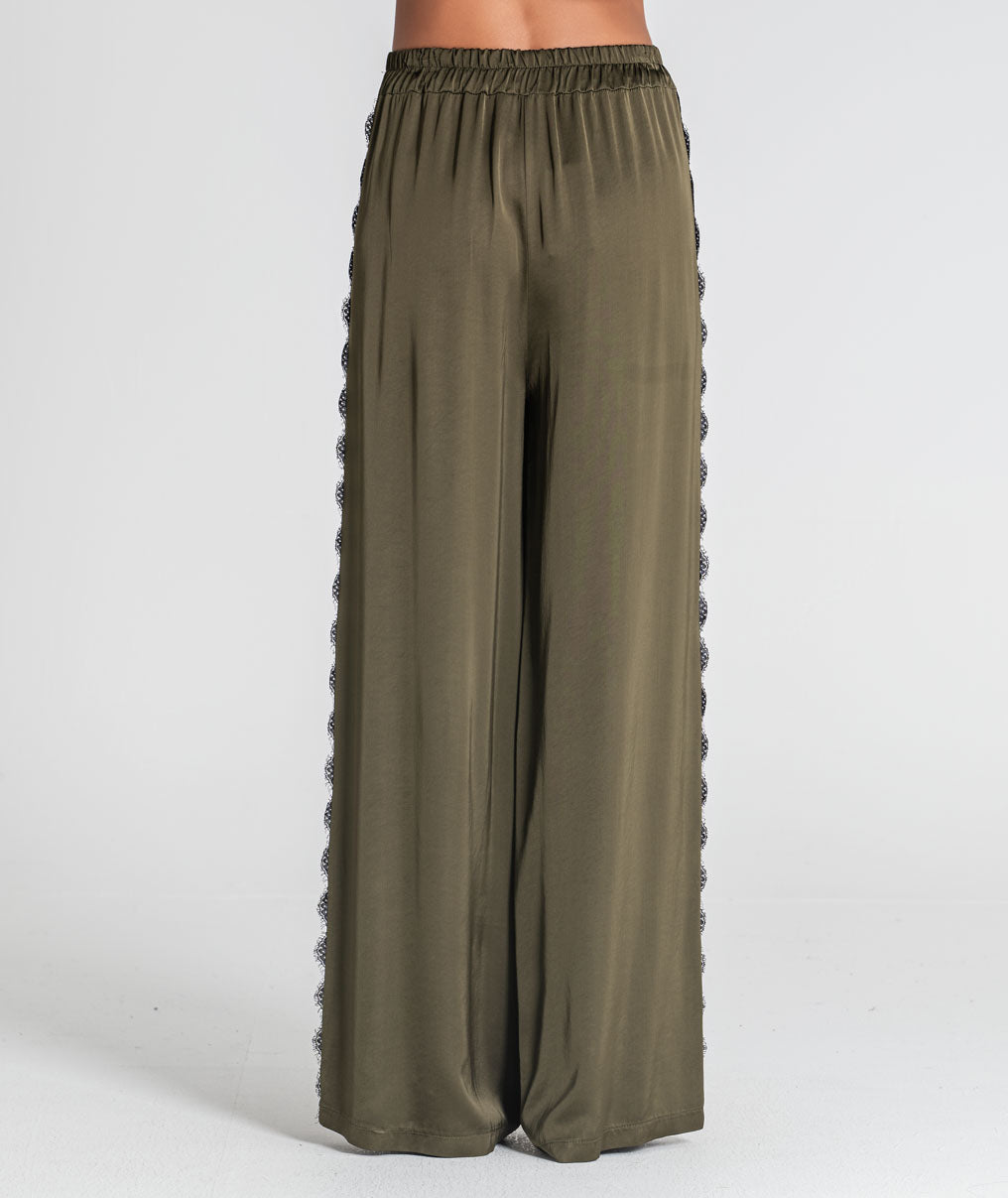 Satin trousers with lace 6522