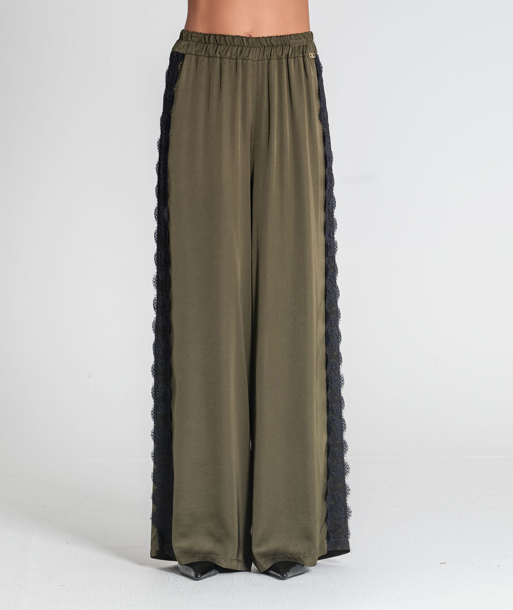 Satin trousers with lace 6522