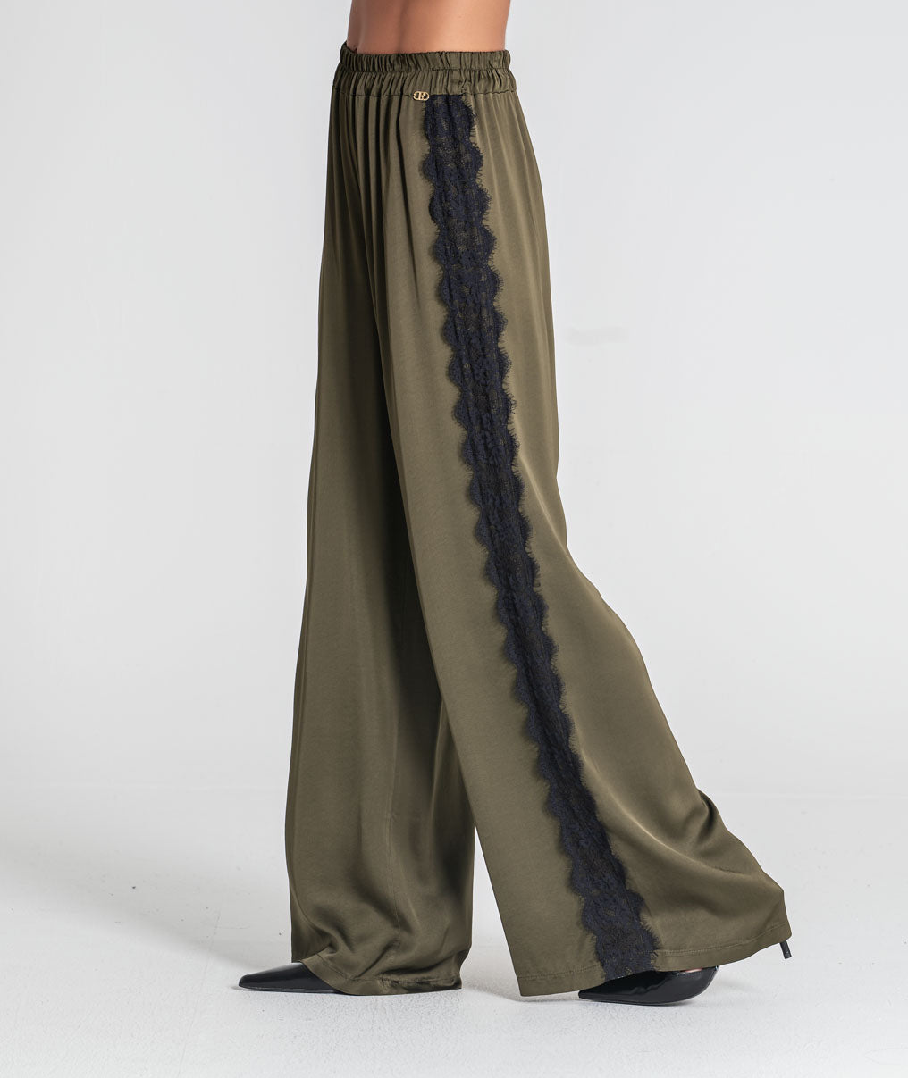 Satin trousers with lace 6522