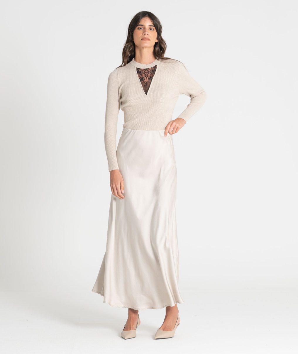 Long satin skirt 6523