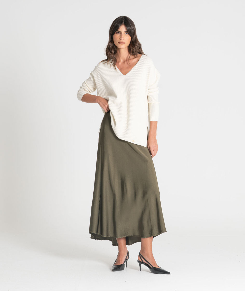 Long satin skirt 6523