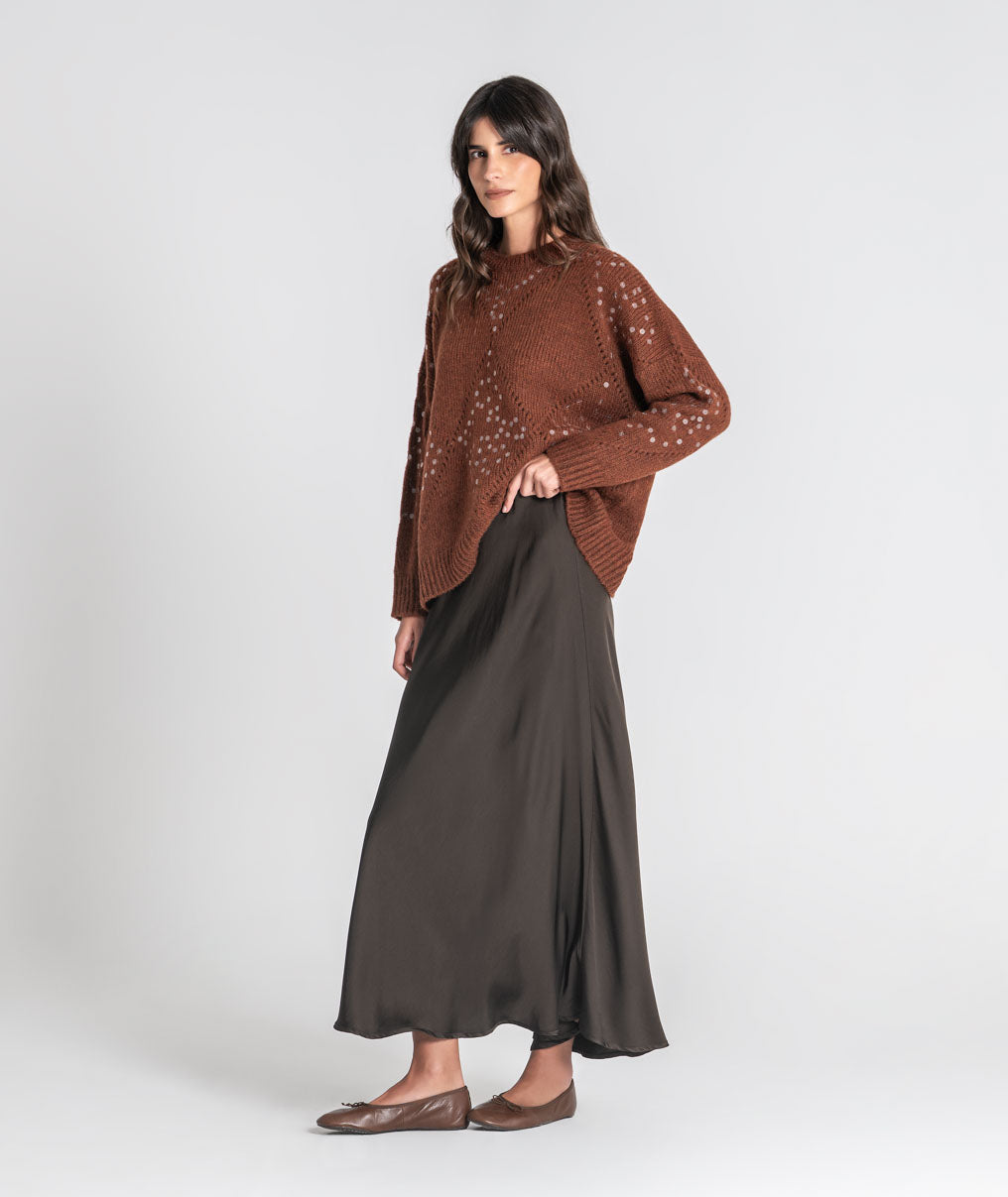 Long satin skirt 6523