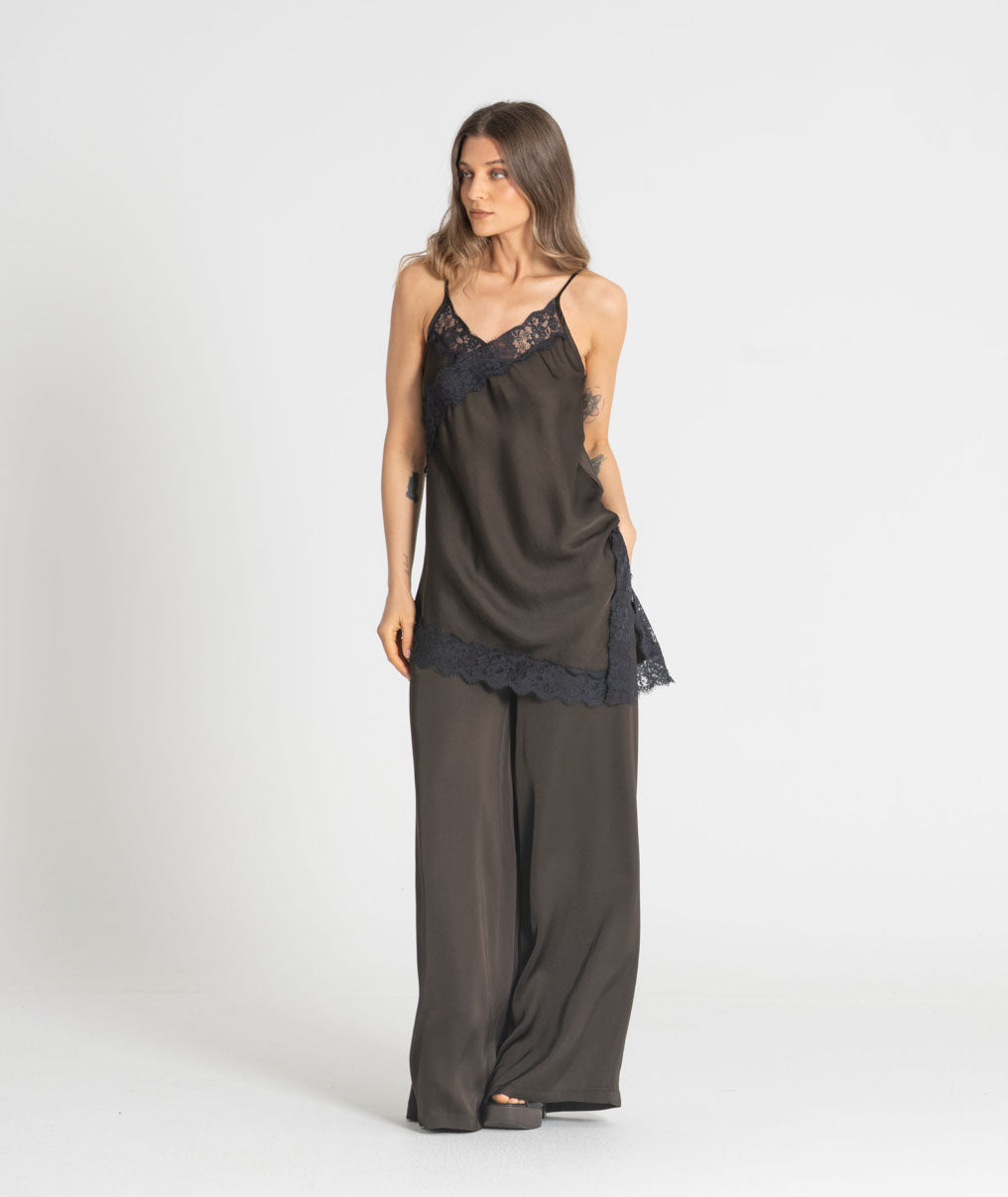 Satin wide-leg trousers 6524