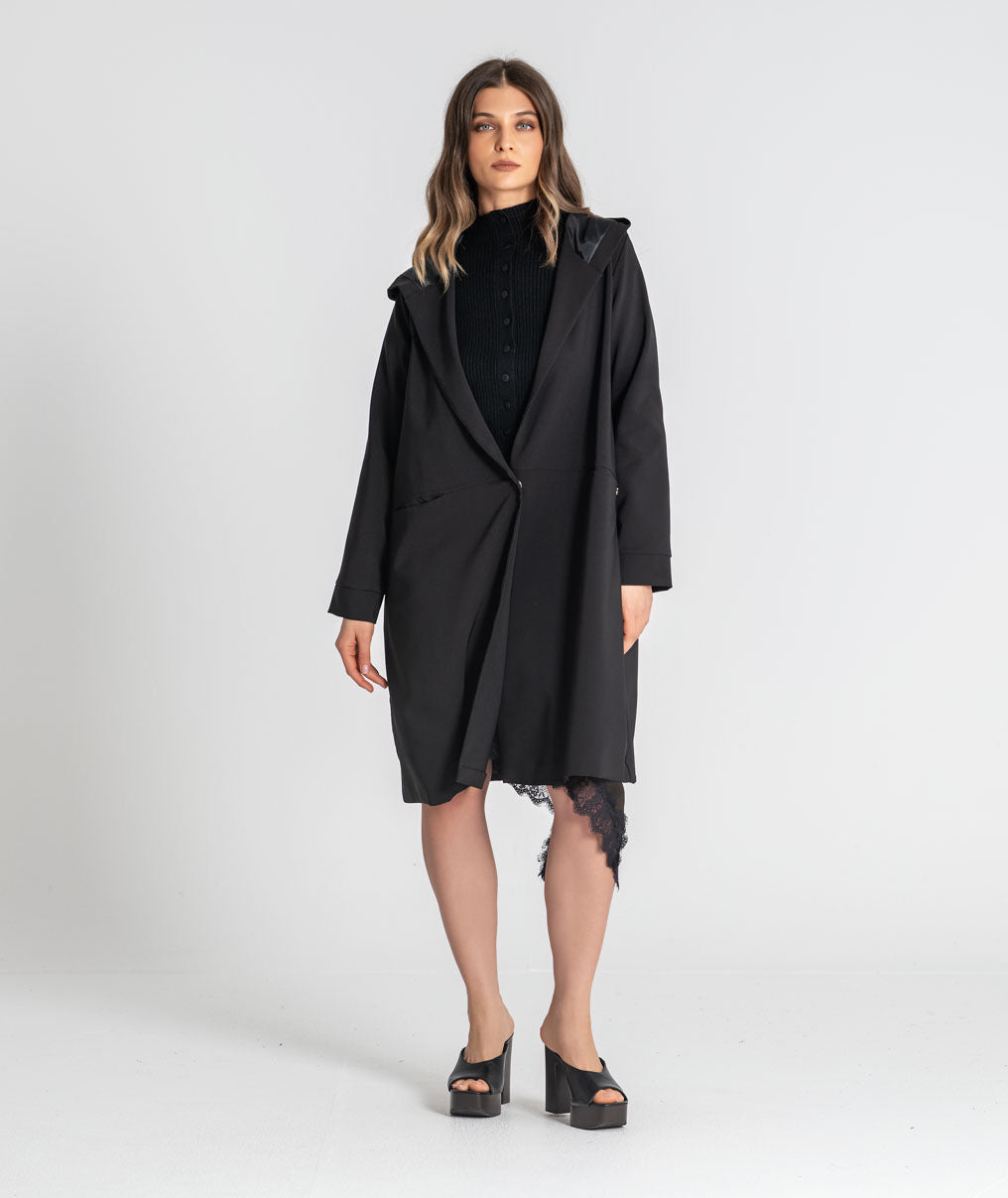 Long hooded coat 6536