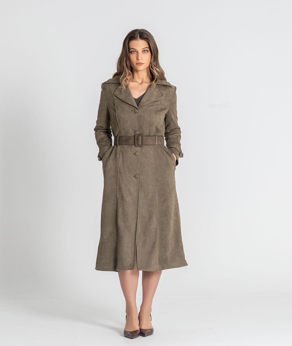Long coat with belt and buttons 6548