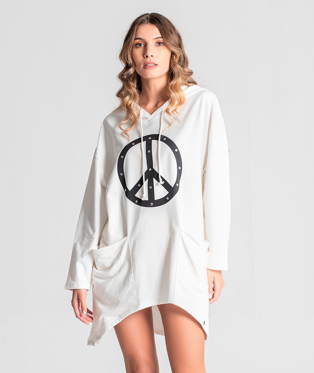 Sweater em felpa motivo peace F043