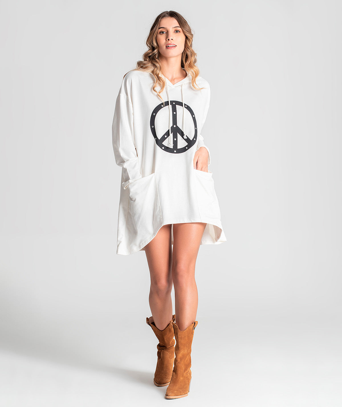 Sweater em felpa motivo peace F043