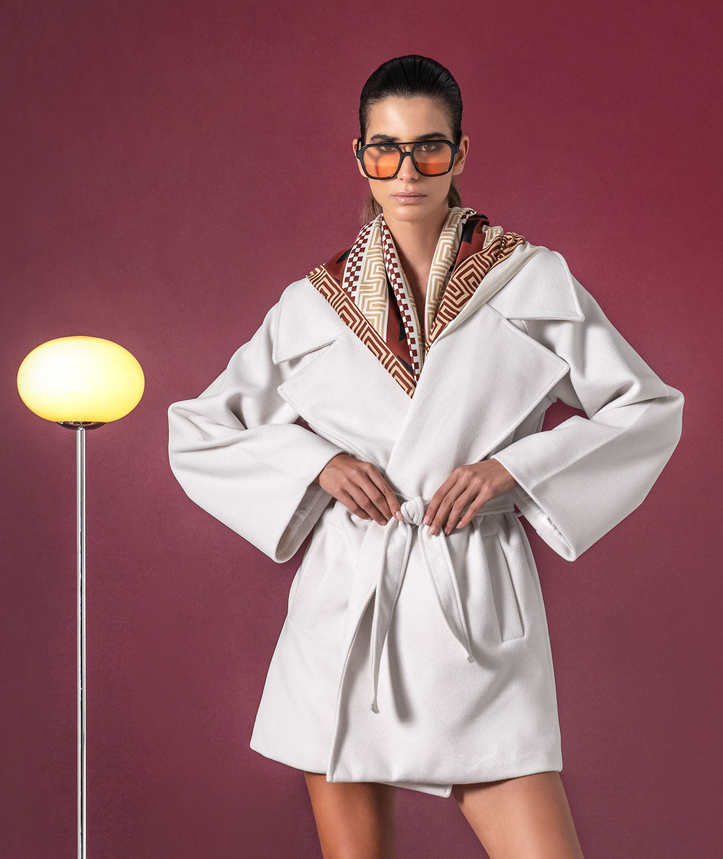 Short coat with belt C206