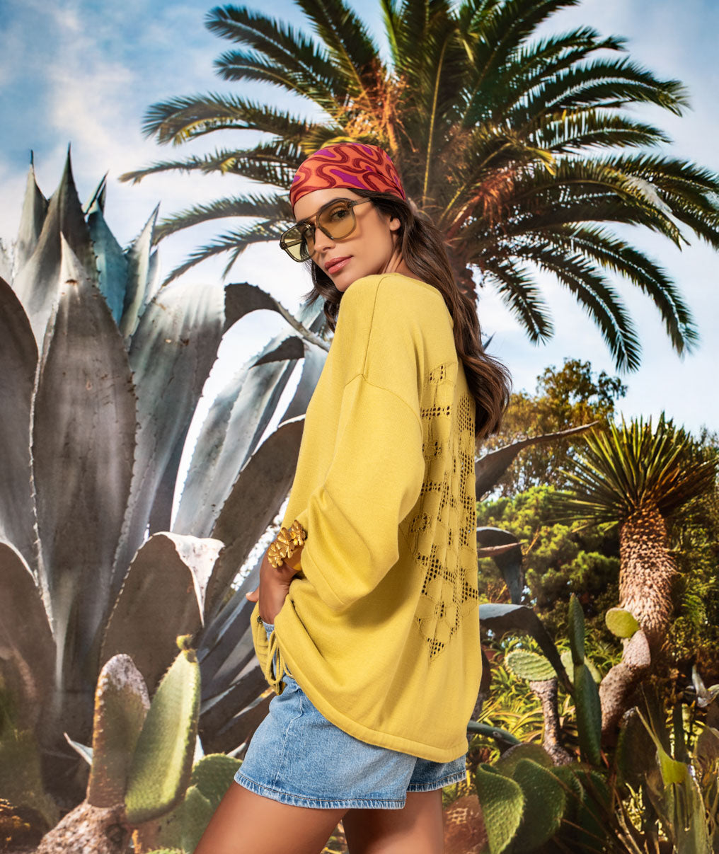 Camisola com coração pointelle nas costas 3499
