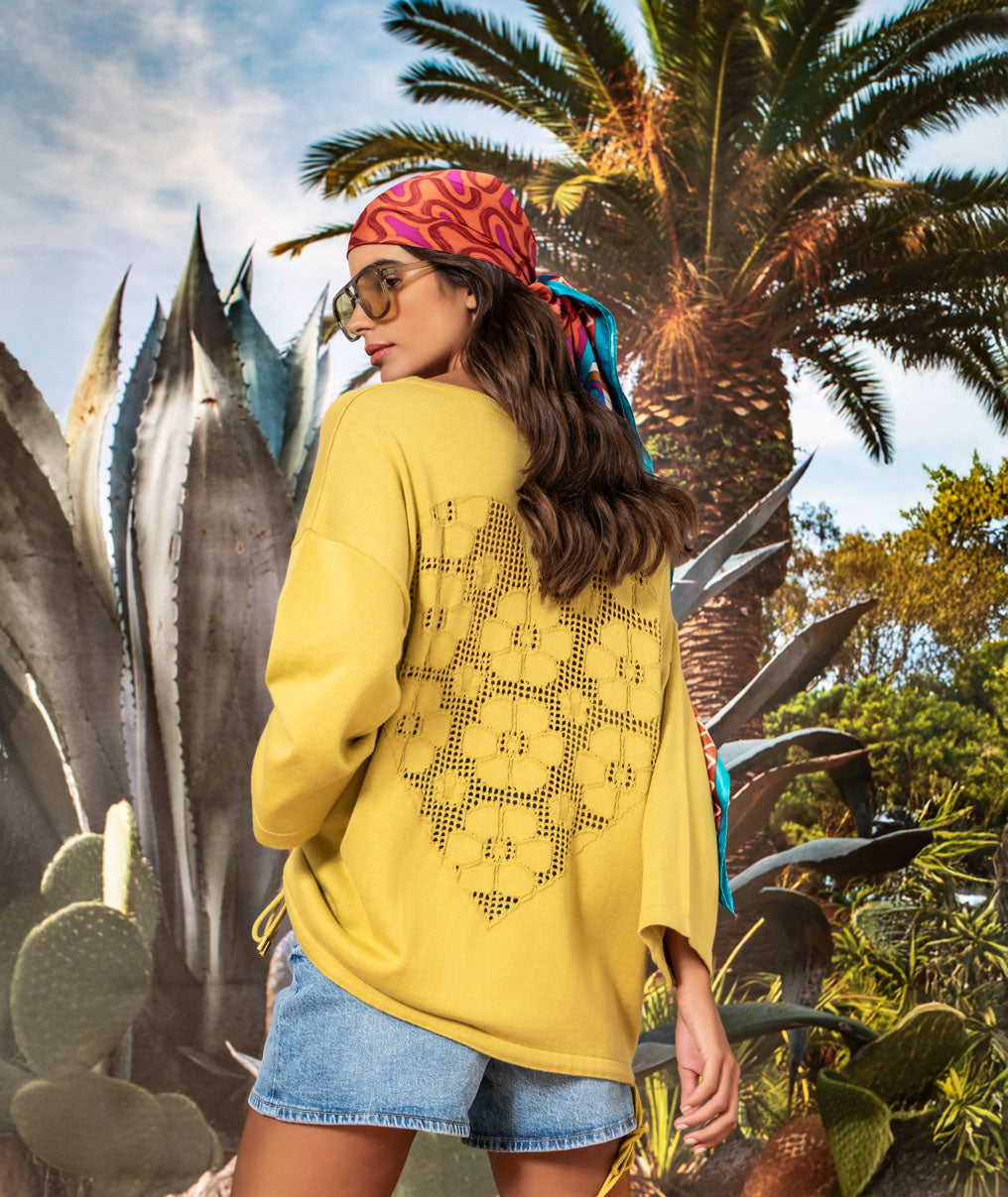 Camisola com coração pointelle nas costas 3499