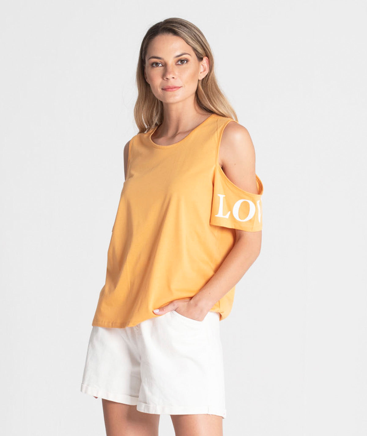 T‐shirt "Love" com recorte nos ombros T076