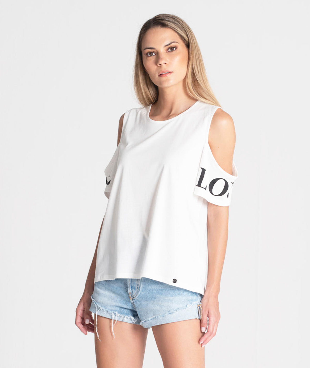 T‐shirt "Love" com recorte nos ombros T076