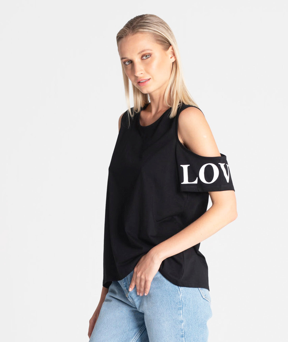 T‐shirt "Love" com recorte nos ombros T076