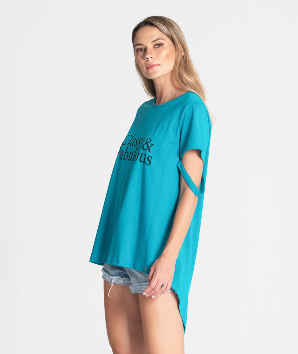T‐shirt assimétrica "Classy & Fabulous" T077