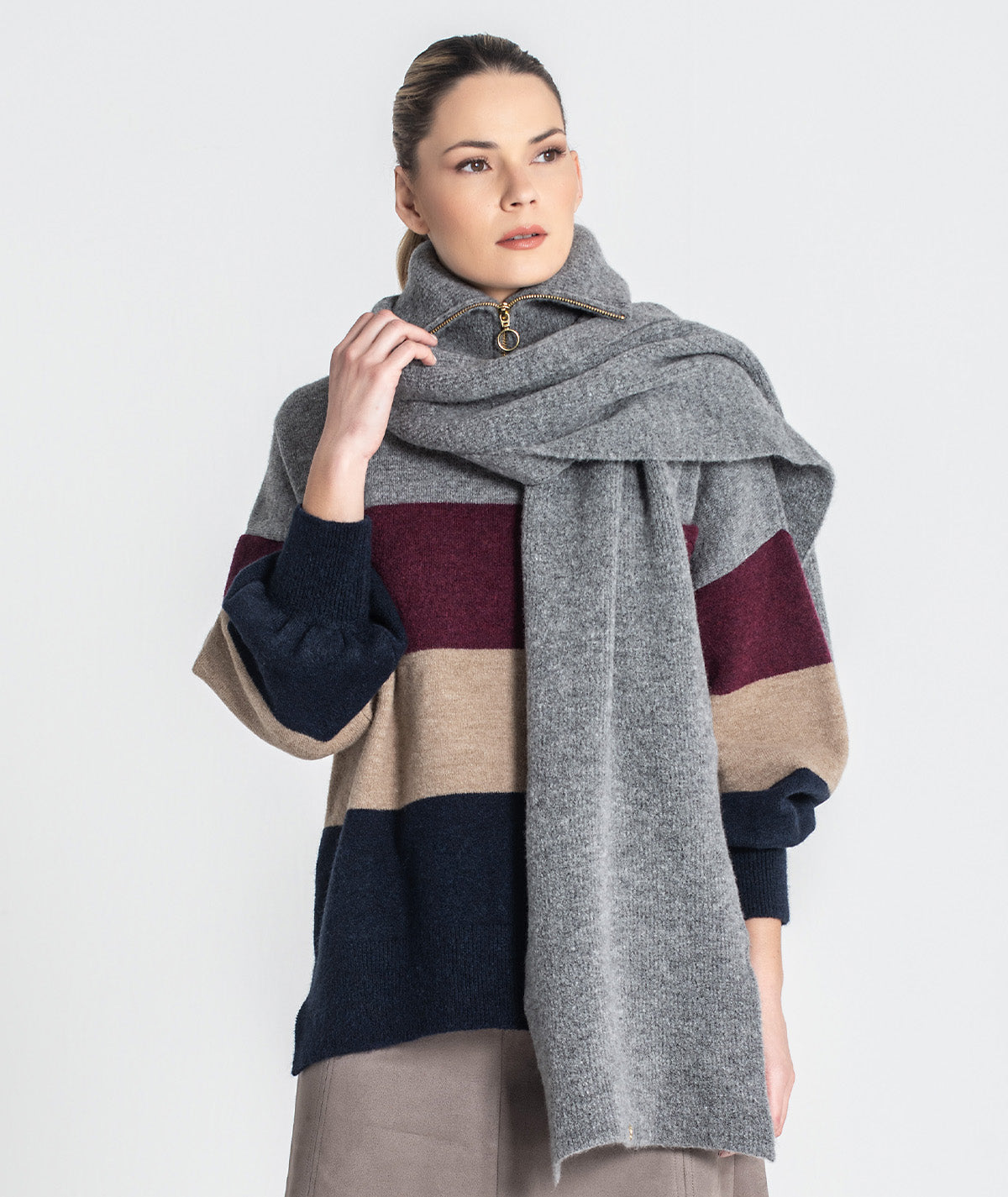Zippered scarf collar A060