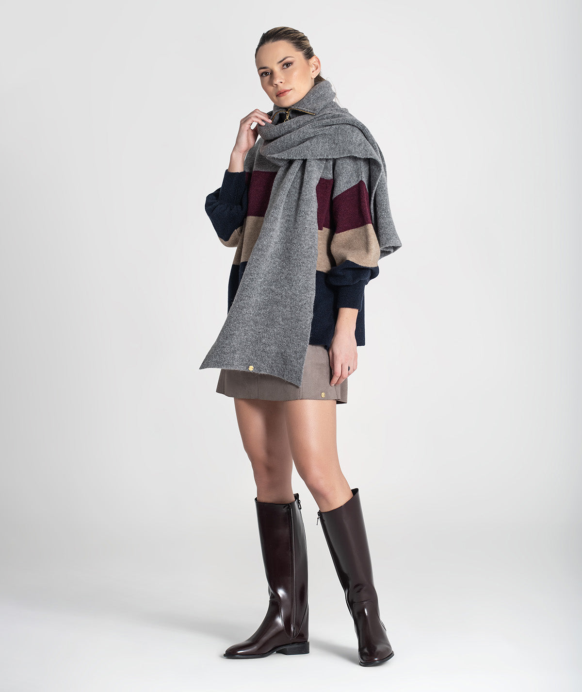 Zippered scarf collar A060